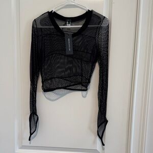 NWT Black Mesh Crop Top